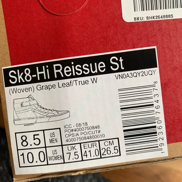 Vans Sk8 Hi Reissue Grape Leaf Woven - Picture 6 of 6